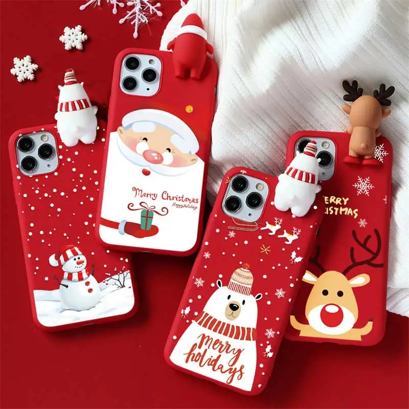 Christmas Reindeer Santa Claus TPU Case for iPhone 14 15 13 11 Pro Max 12 Mini iPhone X XS Max XR 7 8 6s 6 Plus Cover