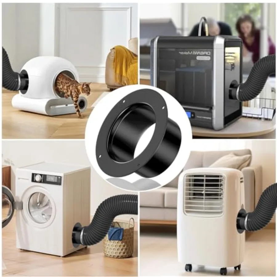 Duct Connec Fe 6 Inch, Platic 6 Inch Dut Collecn Fitting Dryer Vent Connec Fe For Heating Cooling Ventilan ytem, Black. view 4