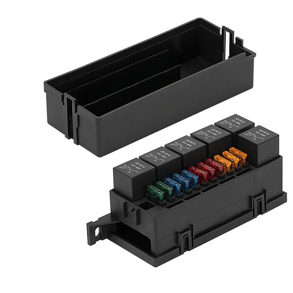 12V Auto 11 Way Fuse Relay Box Block With 6x 5 Pin Relay and Fuses Wring For Automotive Car Marine Truck Trailer Boat