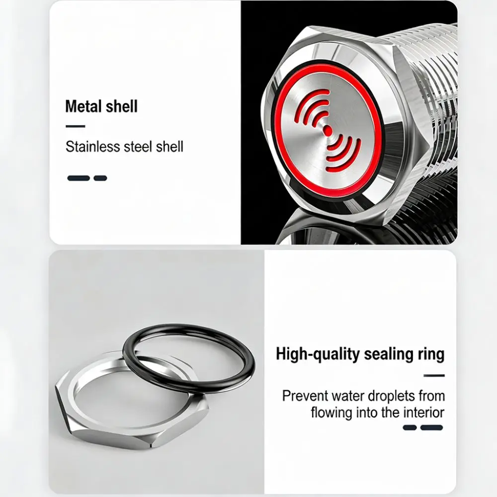 New 16mm 19mm 22mm Metal Buzzer Waterproof 12V 24V Alarm Warning Buzzer Loud Sound Indicator Red Lamp