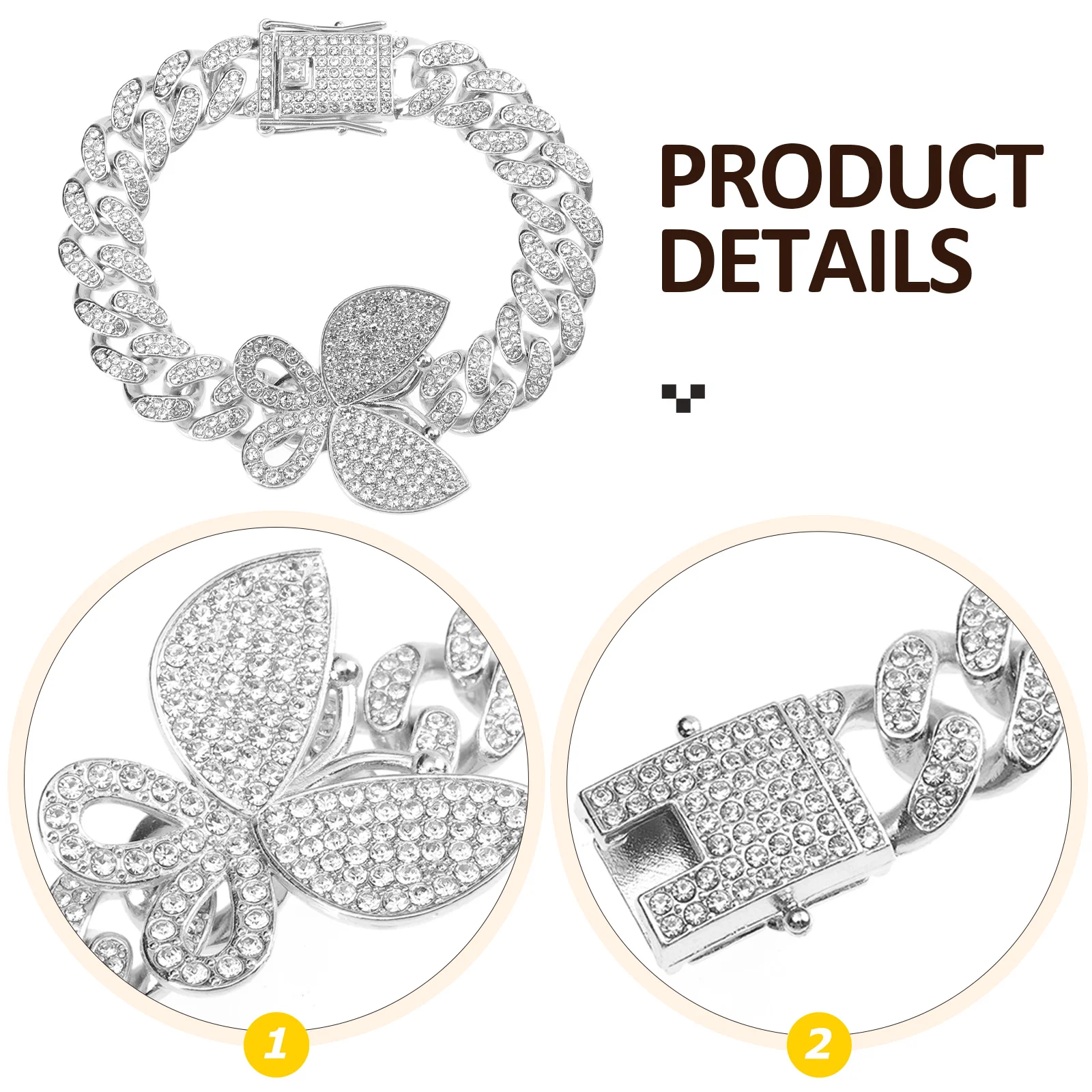 

Diamond Butterfly Bracelet Easy to Put and Take off Hip Hop Rhinestones Women's