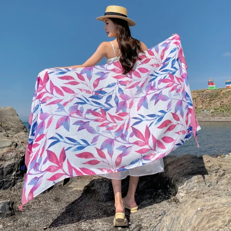 90x180cm Thinness Travel Beach Sunscreen Scarve Bikini Large Shawl Sarong Wrap Scarf Women Brazilian Swimsuit Bathing Cover-ups