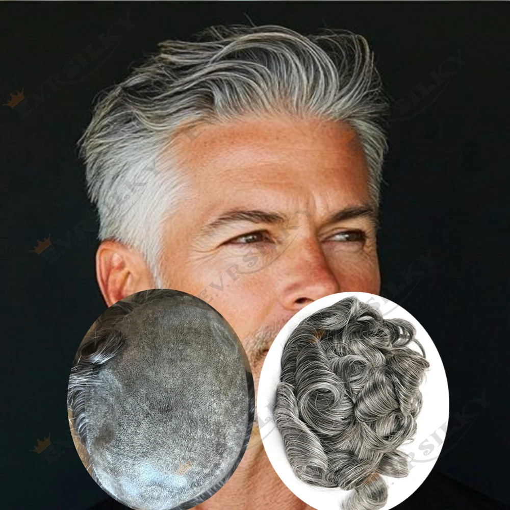 

1B80 1B65 Белый Серый Черный Супер Прочный Тонкая Кожа HD PU 1B40 Парик Человеческих Волос для Мужчин Capillar Prosthe System Natural Hairline