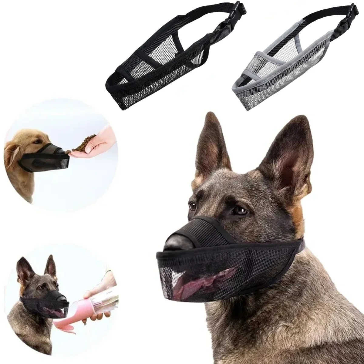 XXS-XL Dog Muzzle Anti Bark Dog Mouth Mask Adjustable Pet Muzzle for Small Large Dog Breathable Mesh Pet Mouth Mask Pet Supplies