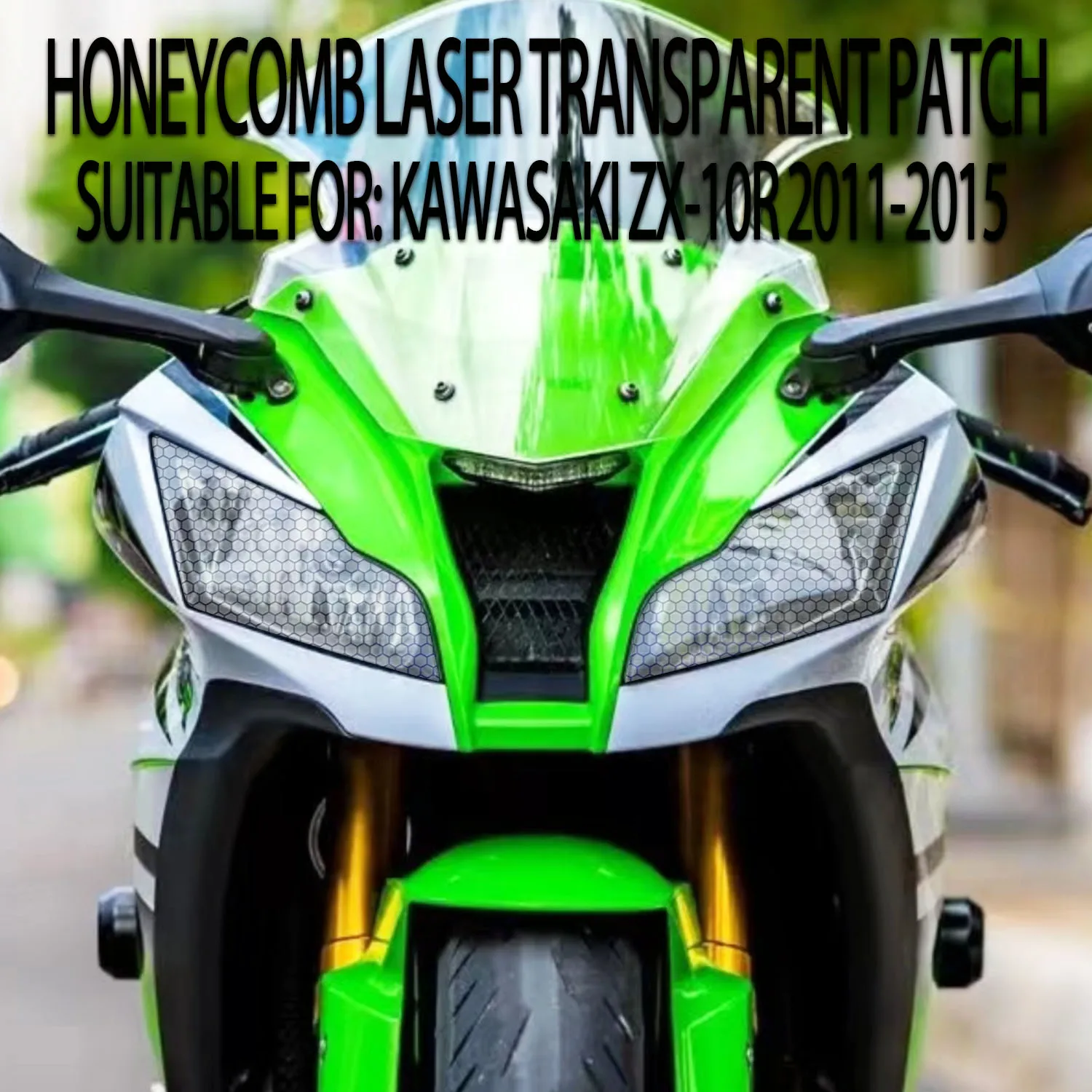 

For Kawasaki ZX-10R 2011-2015 Headlight Decorative Honeycomb Laser Light Protector