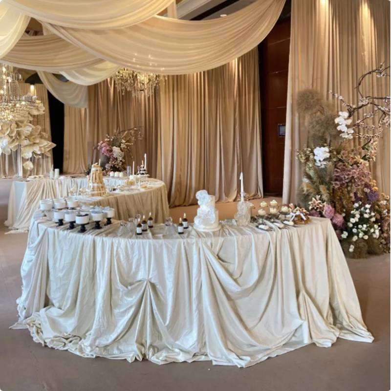 Metal Curved Party Table Serpentine Design Display Stand for Outdoor Picnics and Event Weddings