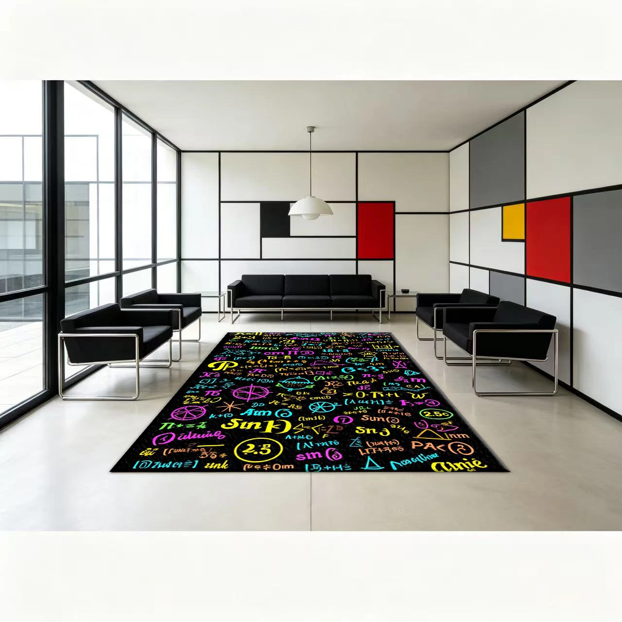 Printed Rug Abstract - Colorful Math Symbol Graffiti Carpet Flooring
