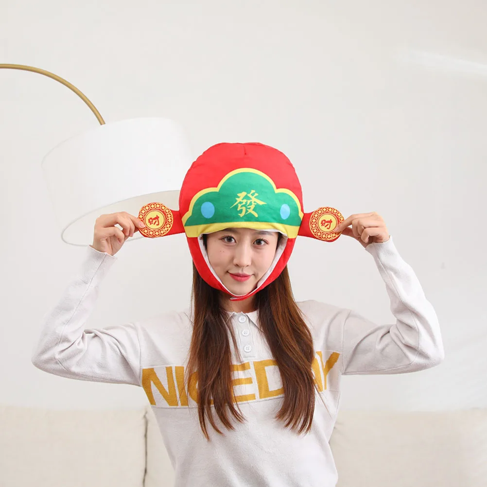 

Adjustable God Of Wealth Hat Costume Headwear Spring Festival Party Accessory For Wonderful Photography