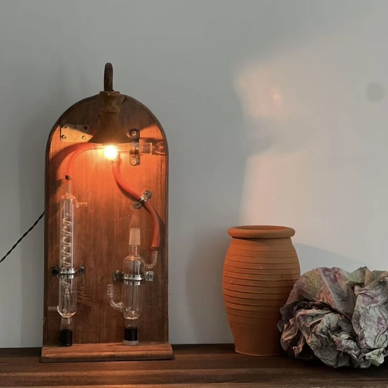 

Nordic solid wood art ornament bar high value decoration glass test tube medieval creative table lamp wall lamp