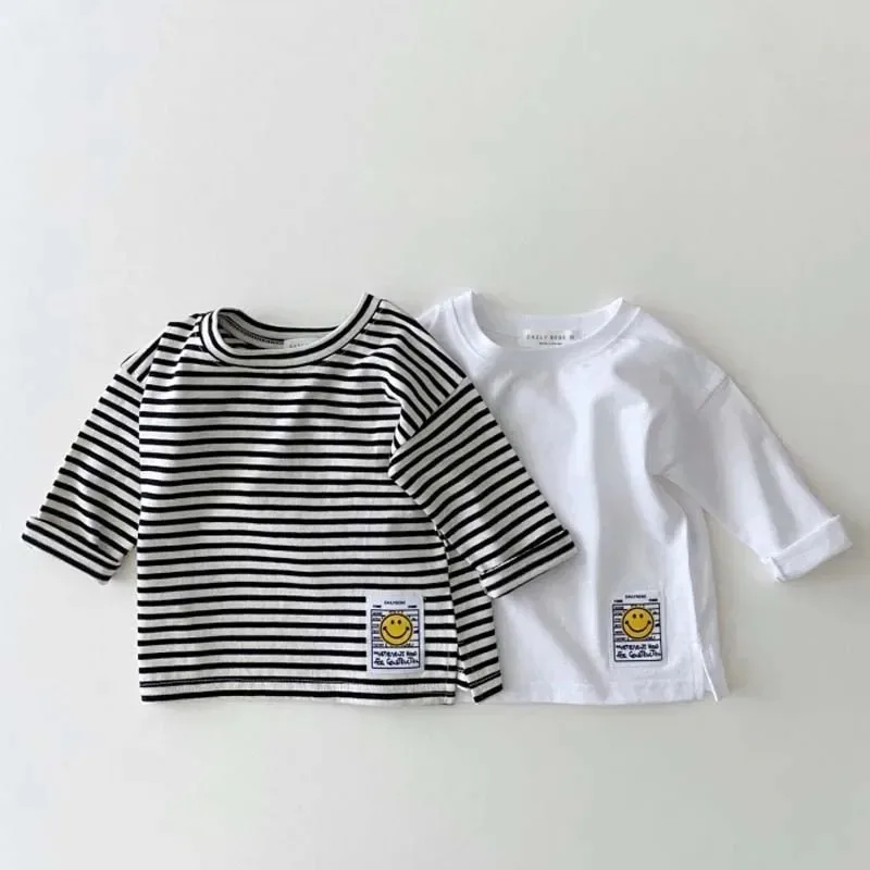 Baby T Shirt Simple Smiling Face Casual T-shirt Autumn Boy's Bottoming Shirt 0-3Year Girl's Boy