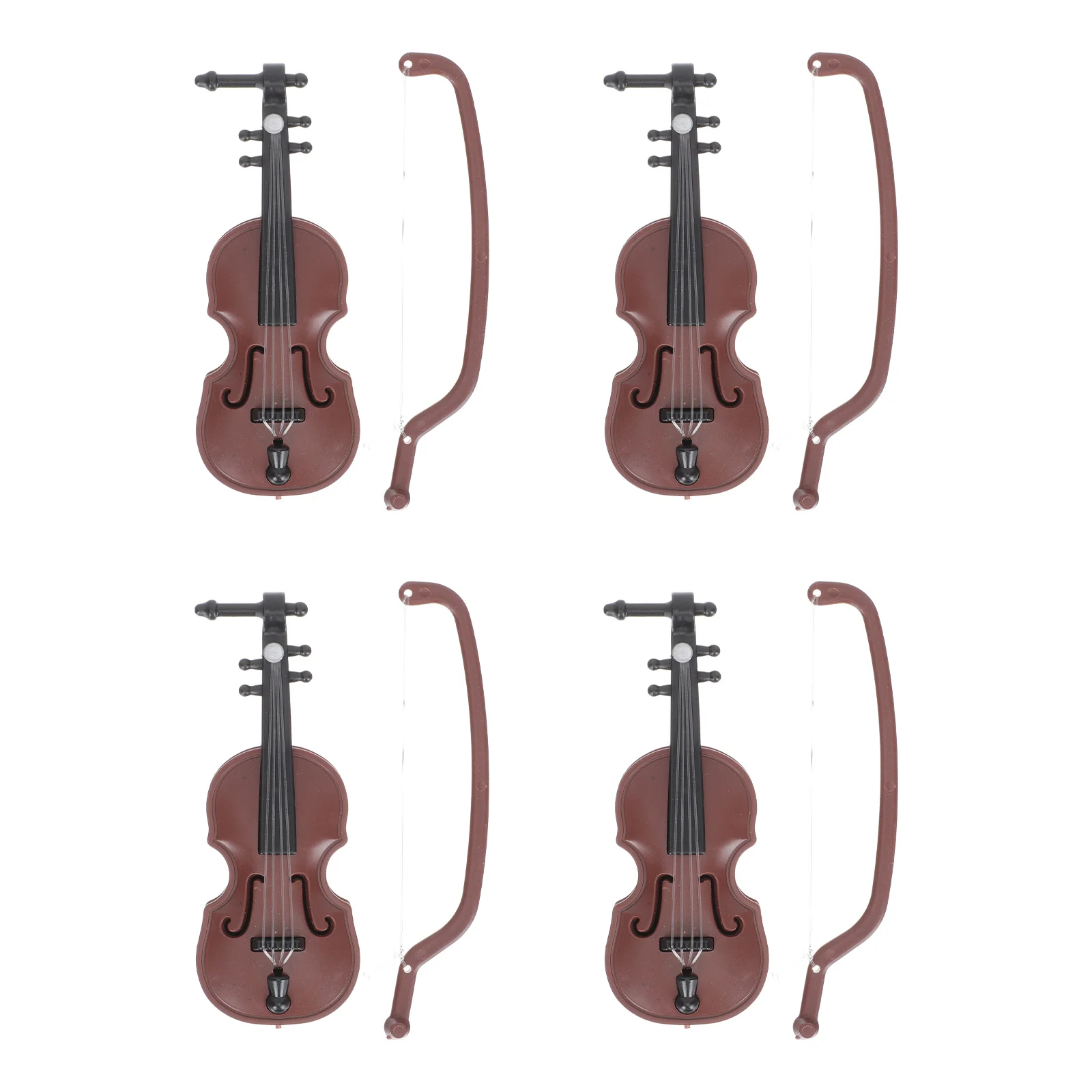 

4 Pcs Violin Model Miniature Models Dollhouse Decor Ornament Plastic DIY Adorn Child