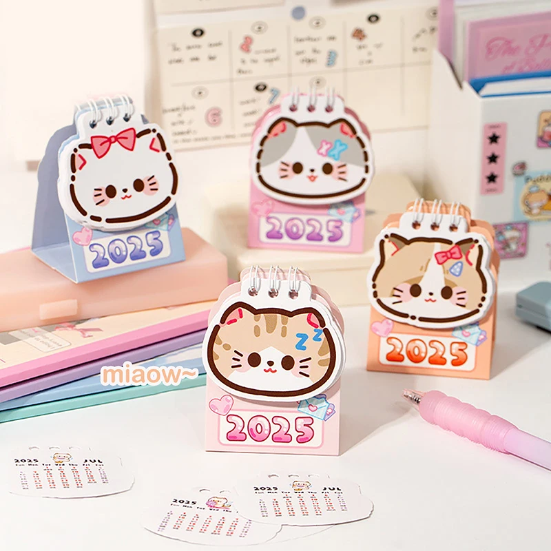Cartoon Schattige Kat Mini Kalender Losse Bladring Kalender Student Date Kalender Eenvoudige Desktop Kleine Decoratie Geschenken