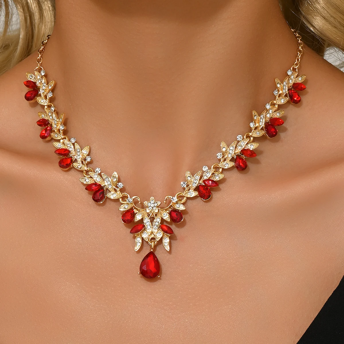 Cross Border Jewelry, Flower Collarbone Chain Accessories, Dress Accessories, Retro Fashion, Multi-Color Jewelry