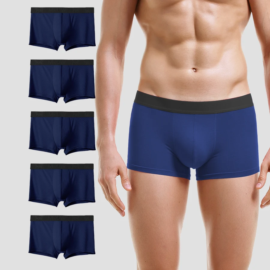 

5PCS Men's underwear, men's ice silk, comfortable and breathable, sports quadrangle shorts, trendy and individual, summer thin,