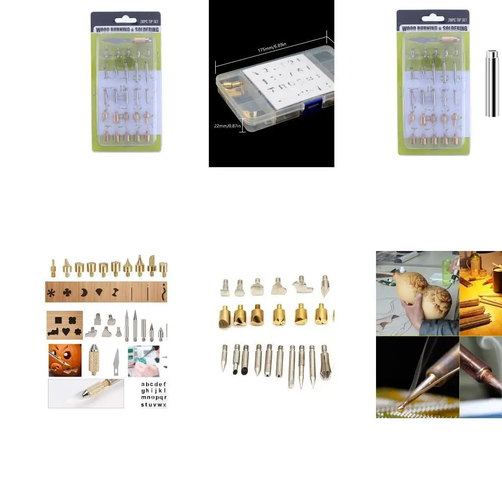 

R9UF 28PCS Electric Soldering Iron Head Set DIY Burning Art Tool for Wood Sculpture Engraving Iron Welding Tool