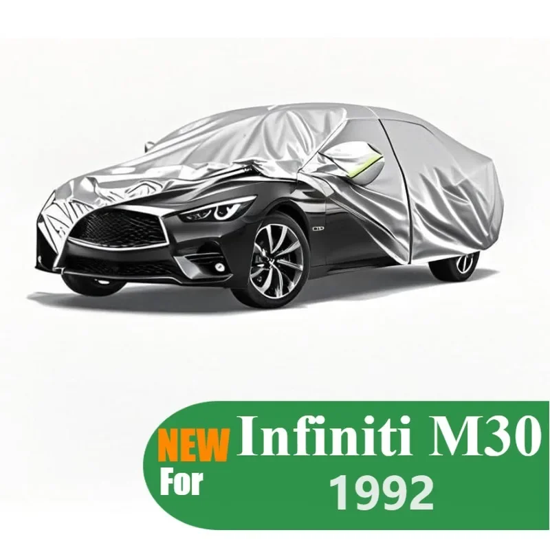 

Five-Layer All-Weather Waterproof Full Car Cover for Infiniti M30 1992 Waterproof Sun Rain Snow Protection Silver Oxford Fabric
