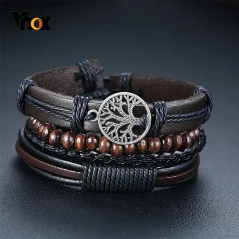 Braided Leather Bracelets for Men VNOX