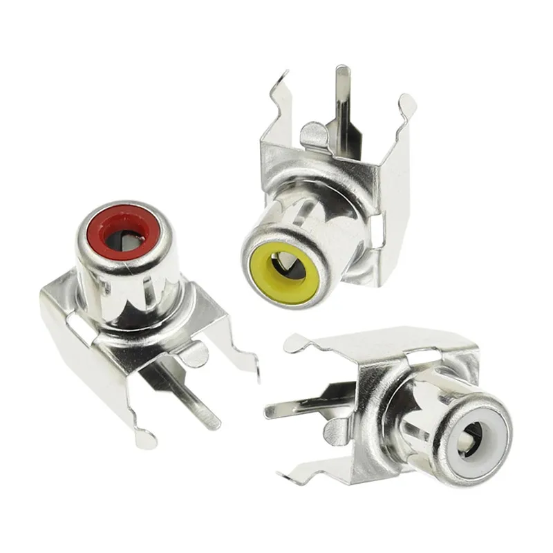 5PCS White/Yellow/Red RCA AV With The Core Socket Hole Seat 2 pin PCB Soldering Audio Video Jack Lotus Seat AV1-8.4-3B