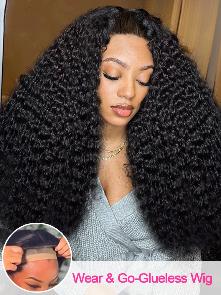 

300% Density Deep Wave Frontal Wig Glueless Wig Human Hair Ready To Wear And Go 7x5 Glueless Wig Human Hair Curly Human Hair Wig