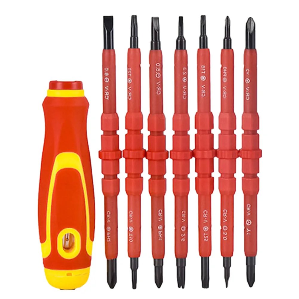 

8 In 1 Insulated Electrician Screwdriver Set Slotted Cross Head Magnetic Screwdriver Bit Multi-Purpose Screw Driver Hand Tools