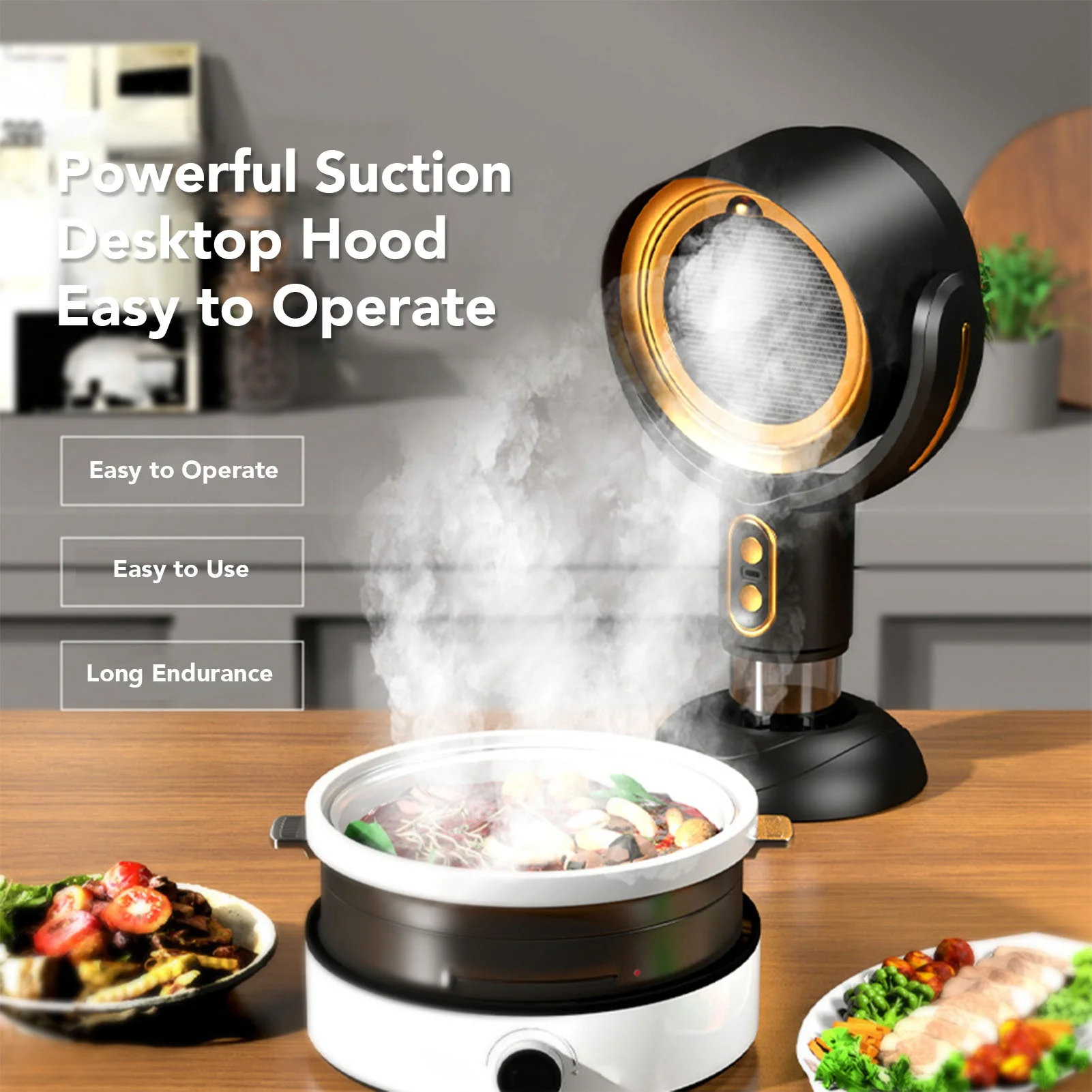 Desktop Range Hood Extractor Exhaust Portable Small Cooker Hood USB Charging Mini Range Hood for Indoor BBQ 5V 8W