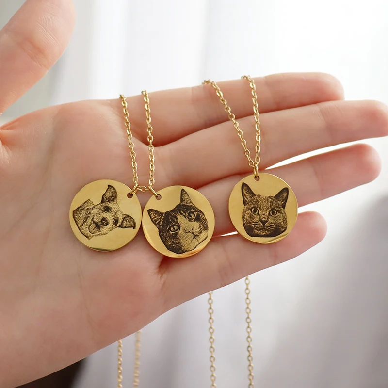 Custom People Portrait Necklace Human Picture Pendant Personalized Gift Handmade Jewelry Disc Name Person Engraved Birthday Gift