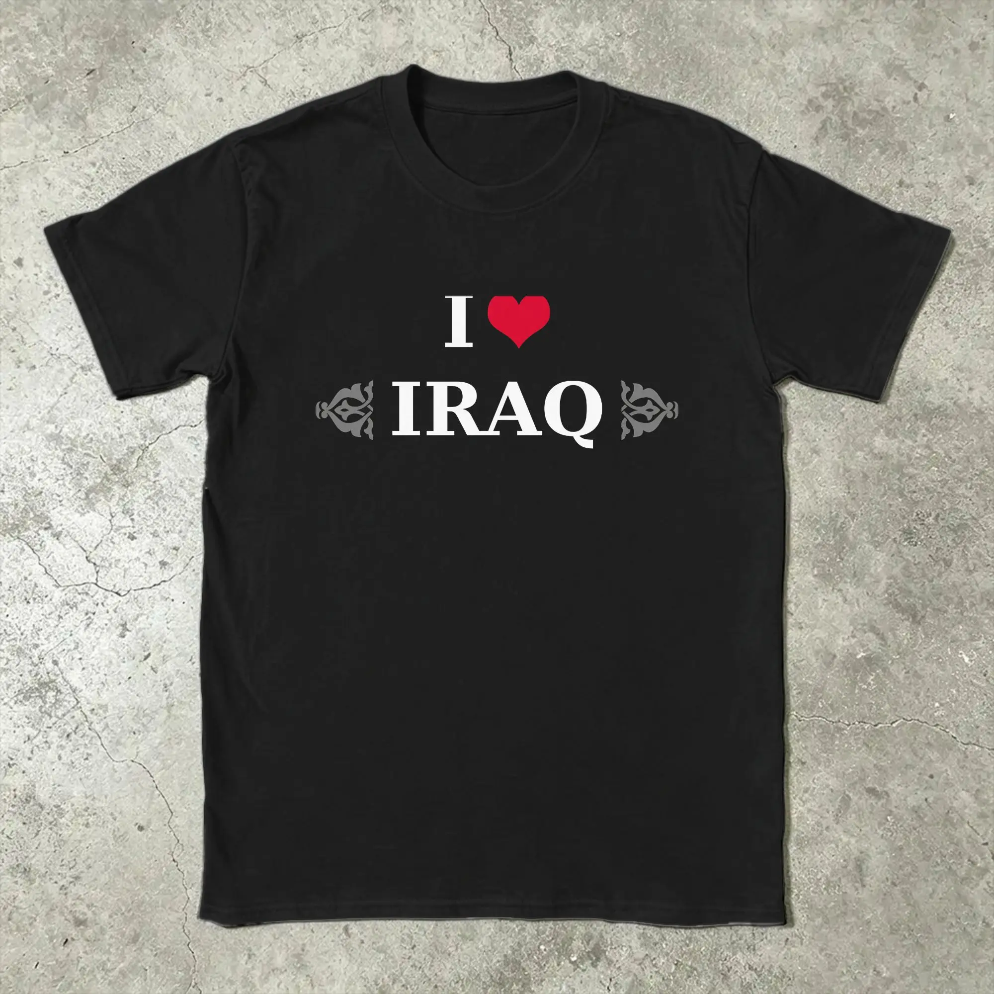 Vintage T Shirt Beach Iraq Flag I LOVE IRAQ MASK Leisure T Shirts  100 Cotton Tee Shirt for Man Awesome Short Sleeve Clothing