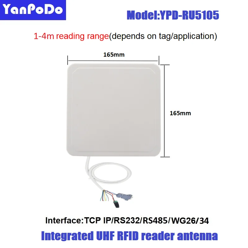 Yanpodo long range rfid reader 1-4m access control ip65 rs232 rs485 wg26 interface free C++ SDK for parking toll system