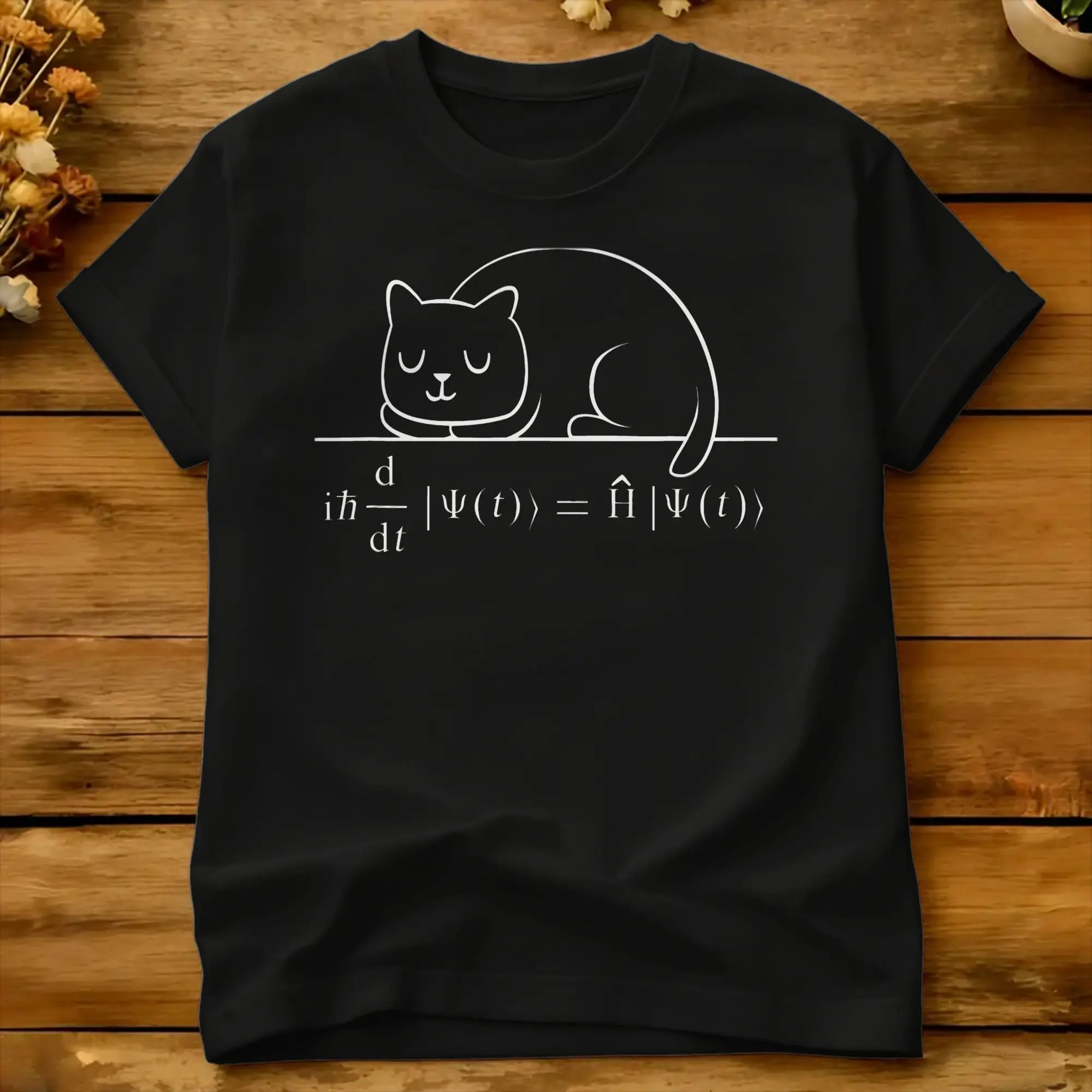 Schrodingers Cat Quantum Mechanics T-Shirt Men  Aesthetic T-Shirts Summer Breathable Hipster Tee Shirt Print Oversized Tops
