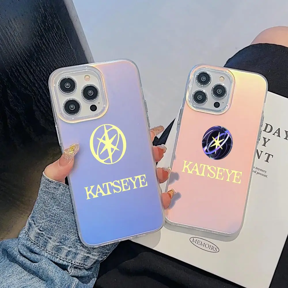 

Модный чехол для телефона K-Katseye Girl для iPhone 17, 16, 15, 14, 13, 12, 11 Pro Max Plus, прозрачный чехол с лазерным градиентом Aurora