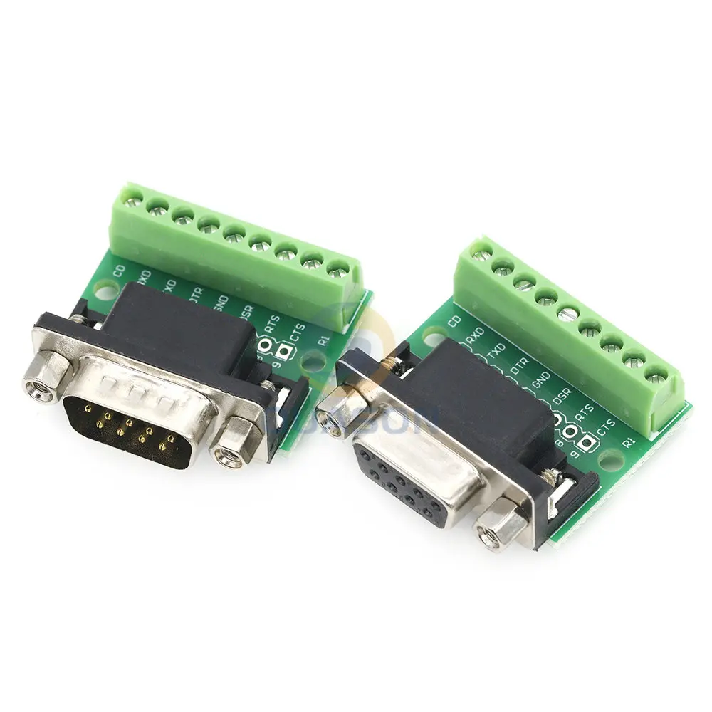 DB9 Male Female Adapter Signals Terminal Module RS232 RS485 Serial To Terminal 9-Pin 9-Hole Connector