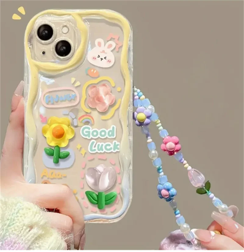 3D Cartoon Flower Phone Chain for Samsung A54 A55 A24