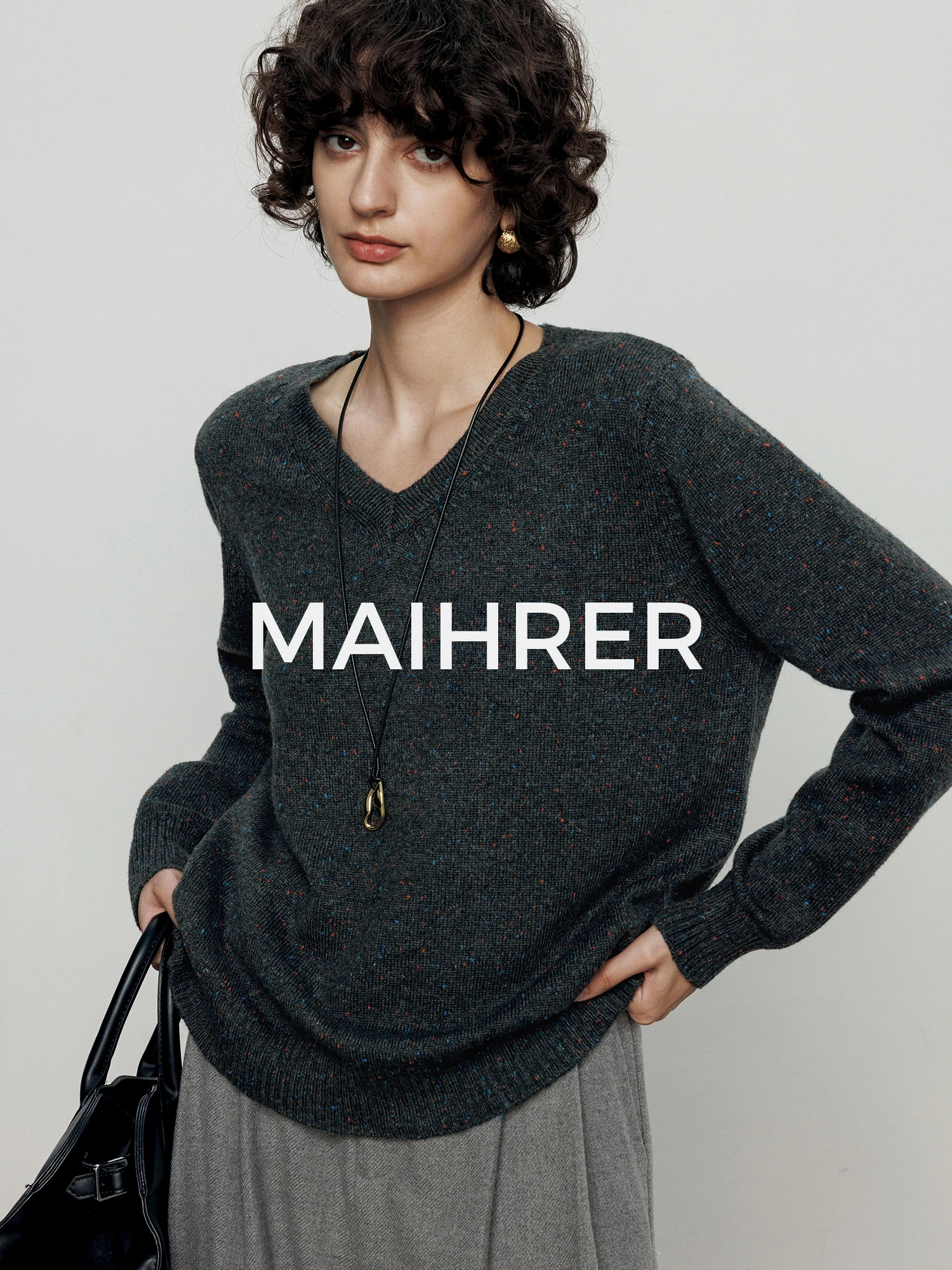 

Loose Women's Long Sve V-Ne Wool Knitted Sweater Casual Sle Comfortable Fit Autumn Winter Inner Wear Maimher Autumn Wi...