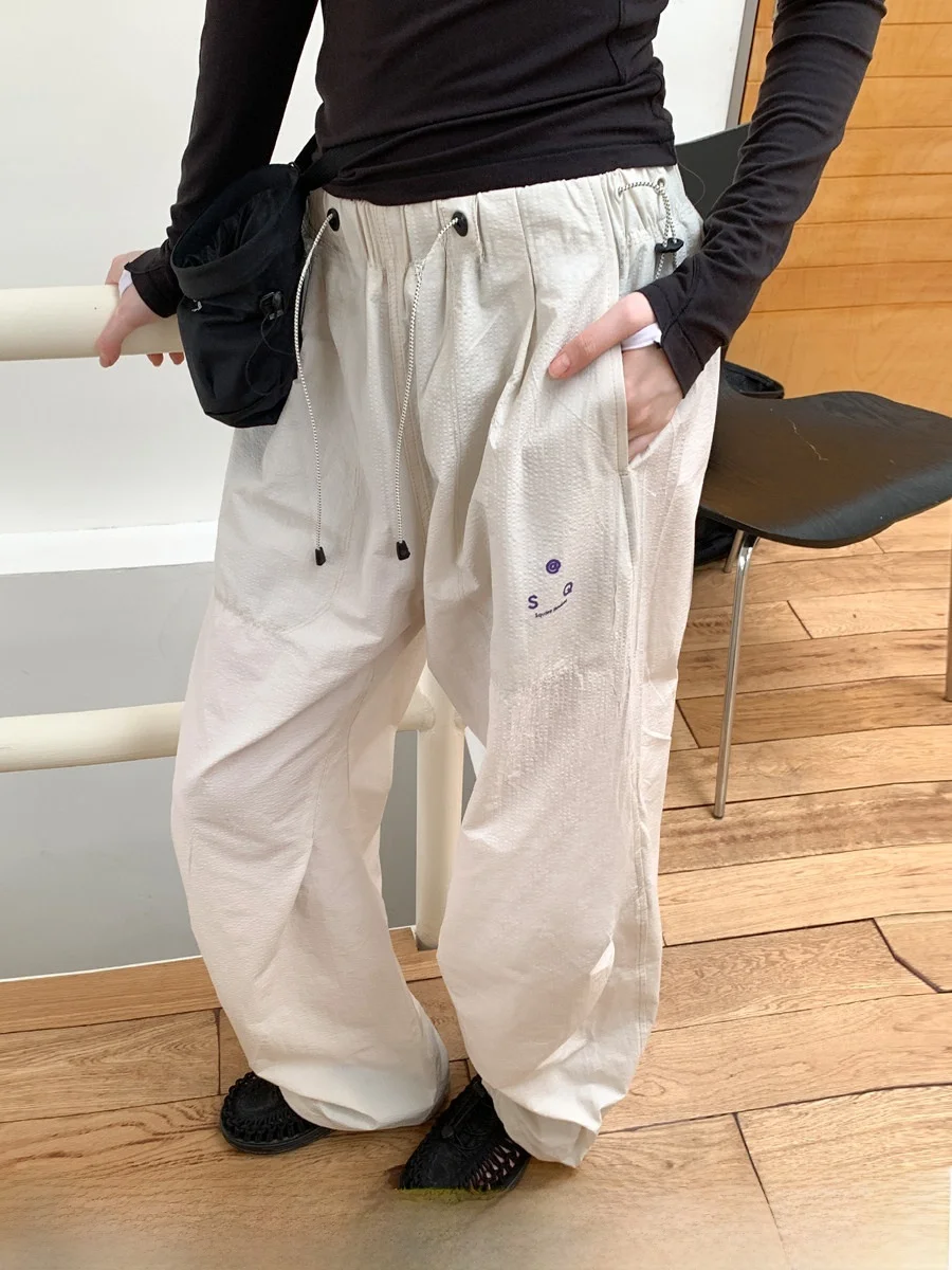 Lightweight Waterproof Outdoor Casual Pants Women's Loose Fit Spring Summer Polyester Fiber Quick Dry Paratrooper Trousers