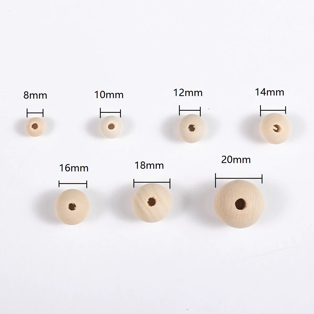 8-20mm 2-30pcs Natural Wood Color Wooden Round Beads For Jewelry Making DIY Pendant Home Decoration Handmade Accessories