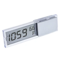 2 in 1 Digital LCD Clock Thermometer Mini Digital Car Electronic Clock Durable Display Watch Sucker with Universal Suction Cup