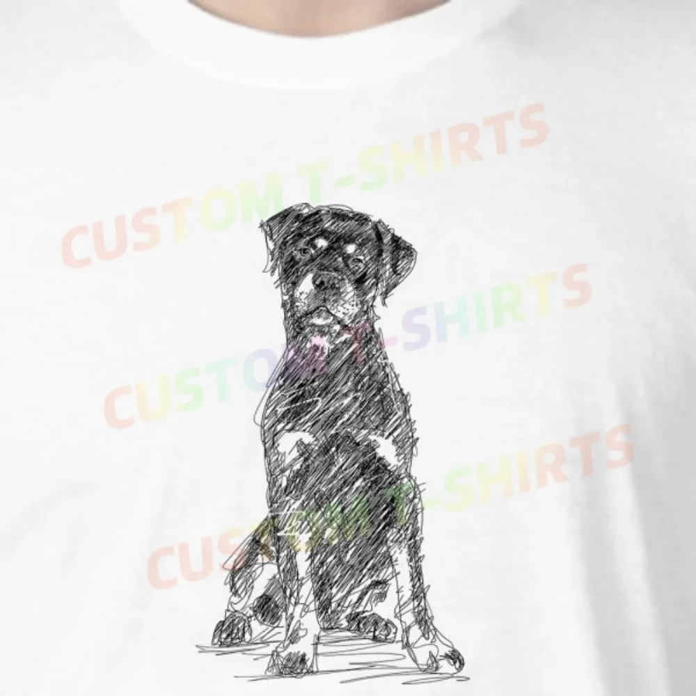 

119 205_Rottweiler Fans' comic-style hand-drawn pattern T-shirts for both men and women in summer