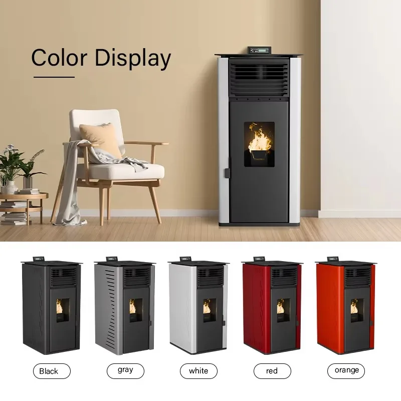 Steel Pellet Stove Biomass Wood Fireplace With Remote Control Modern Design For Indoor Use In Living Room PS-60A