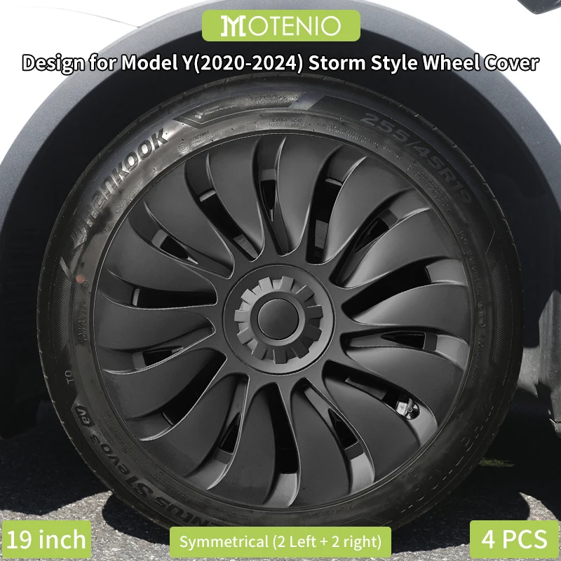 4 pièces 19 pouces Storm Style enjoliveur de jante complète accessoires capuchon de moyeu bouchon de roue Automobile pour Tesla modèle Y 2020-2024