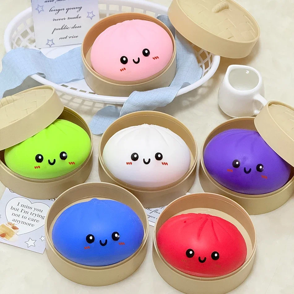 Realistic Giant Dumpling Squishy Toy With Bamboo Steamer Soft Dough Ball Fidgeting Decompression Funny Creative Gift