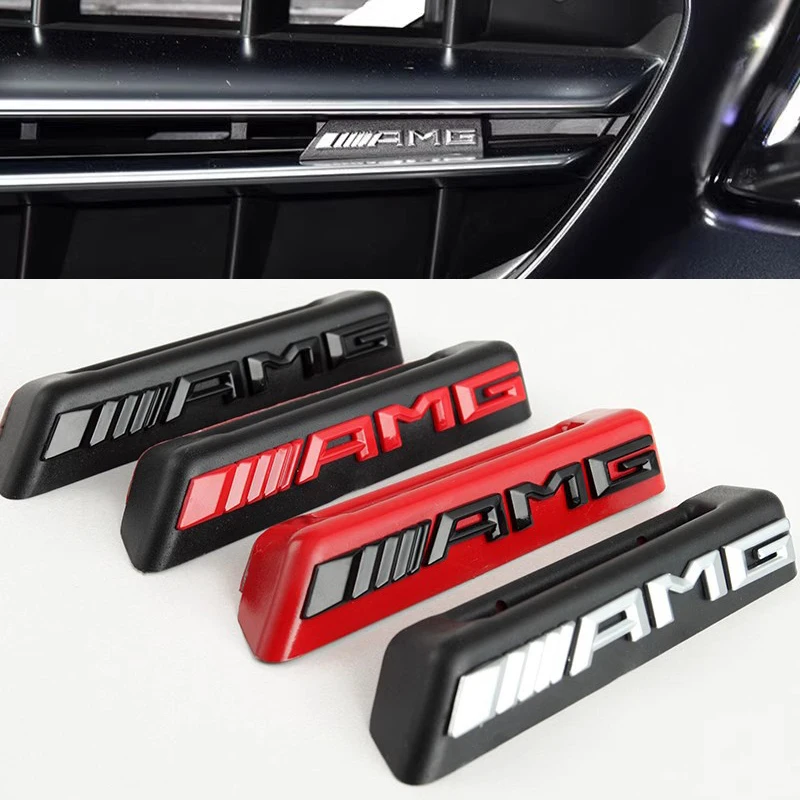 3D ABS Logo AMG Emblem Car Front Grille Badge For Mercedes Benz GLC A B C E Class W204 W205 W212 W213 GT AMG Sticker Accessories