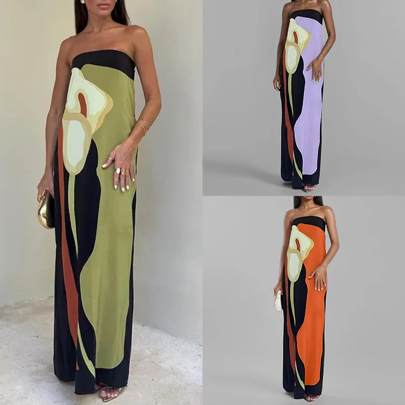 Sexy Printed Off Shoulder Backless Bodycon Dress Spring Summer Dresses Matching Set