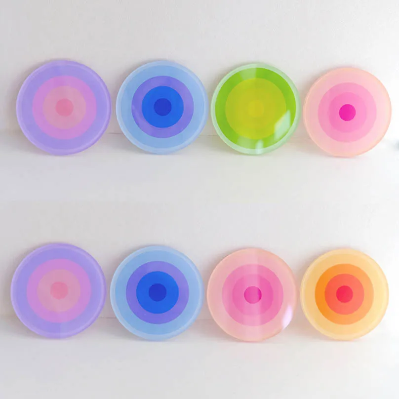 Acrylic Coaster Porta Vasostable Mat Anti Slip Cup Holders Gradient Color Cocinas Accesorios Kitchen Drink Coasters