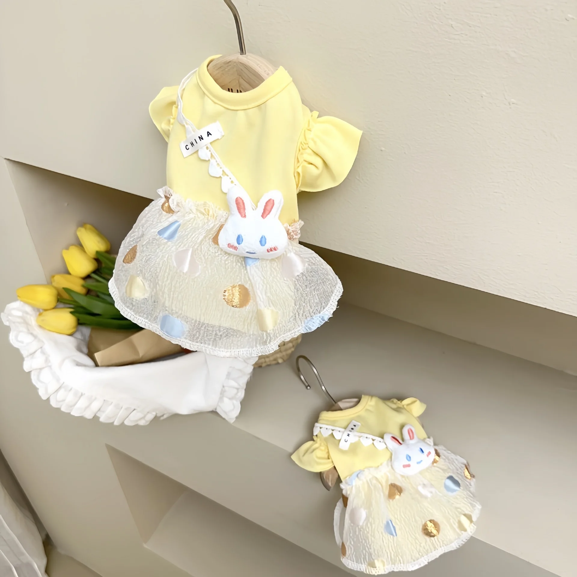 Little Rabbit Backpack Pet Dress Dog Cartoon Clothes Summer Small and Medium-sized Dog Princess Skirt Pet Supplies view 3