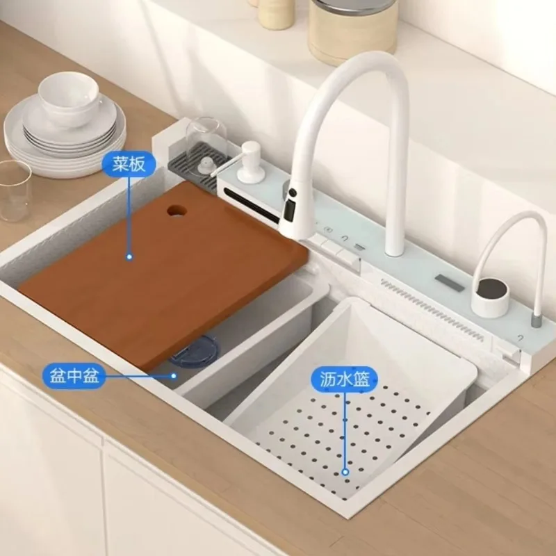 304 Stainless Steel American Design Rectangular Single Kitchen Sink Drop-In Multi-Functional Nano