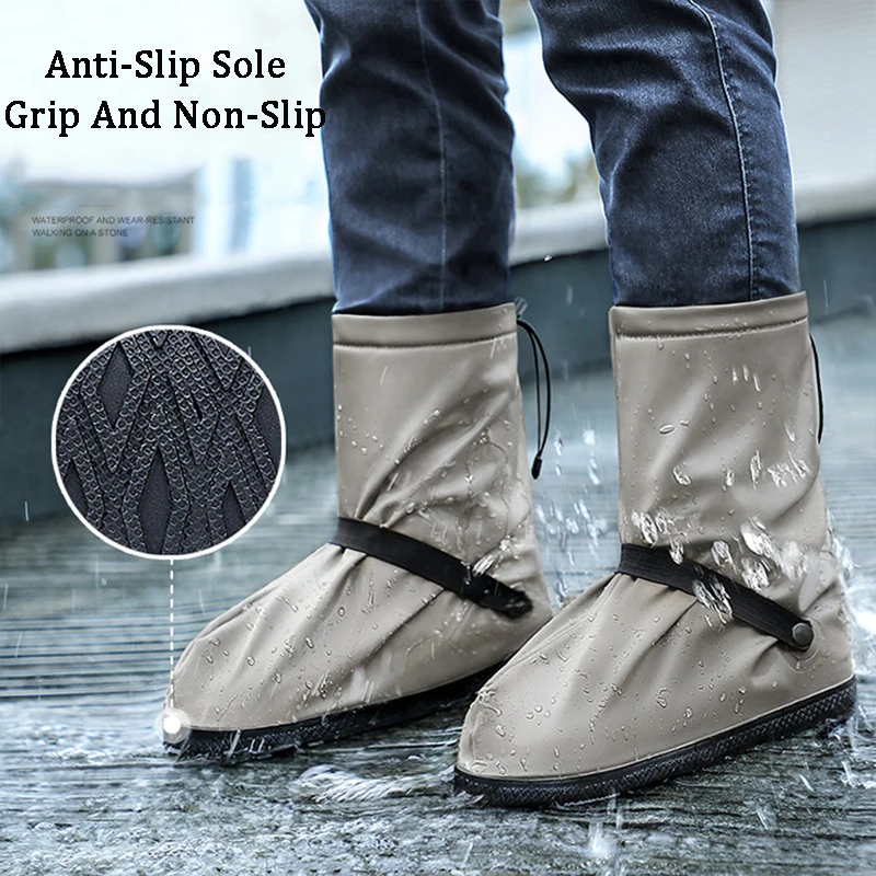 Rain Shoe Cover Outdoor Travel High Tube Non-Slip Shoe Cover Silicone Waterproof Rain Boot Galoshes Cover Rain Shoe Protector