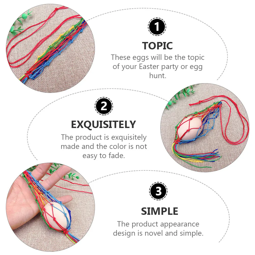 10Pcs Colorful Easter Egg Mesh Bag Novel Simple Design Fade Resistant Decorative Storage Holder for Easter Theme Party