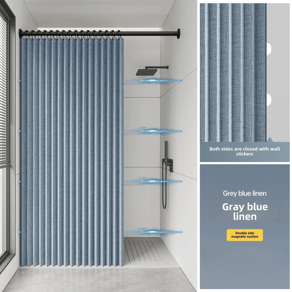 Punch-Free Invisible Shower Curtain, High-End Retractable Bath Partition – Dry/Wet Separation for Toilet & Shower Area