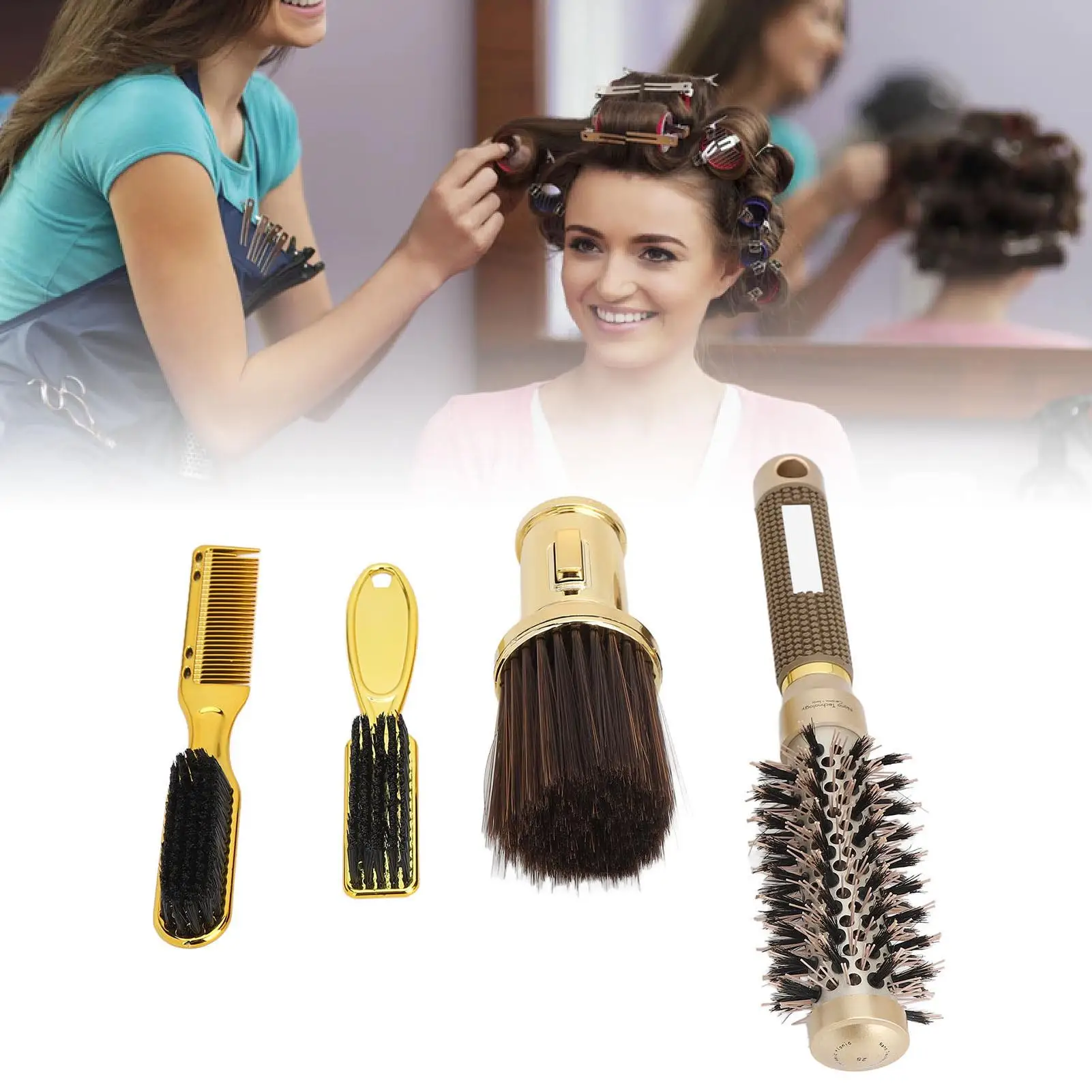 Ergonomic Hairdressing Kit - Offset Grip Handle Brush & Comb Cleaner for Beginners & for salon Use - Reduces Hand Fatigue