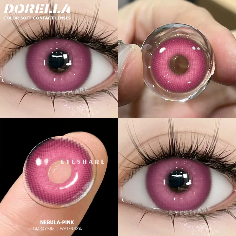 D'ORELLA 1 Paar koreanische Modelinsen, rosa Cosplay-Anime-Linsen, farbige Kontaktlinsen für Augen, Kosmetik, grüne farbige Kontakte